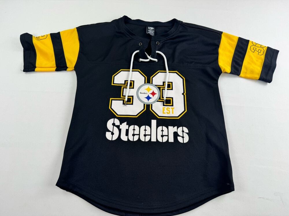 Pittsburgh Steelers Women’s Small Black Lace Up Crop Top NFL Team Apparel